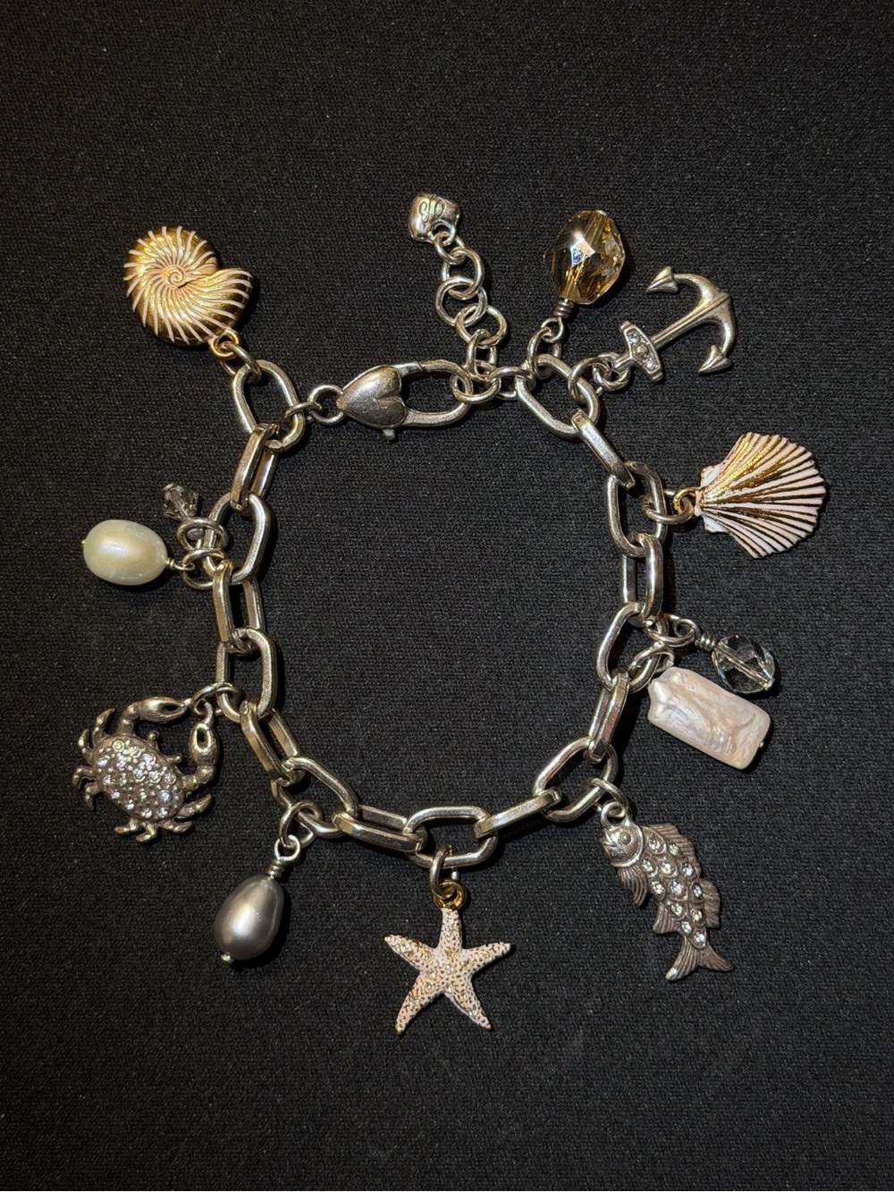 Brighton Vintage Nantucket Malibu Sea Life Charm Bracelet Silver Tone